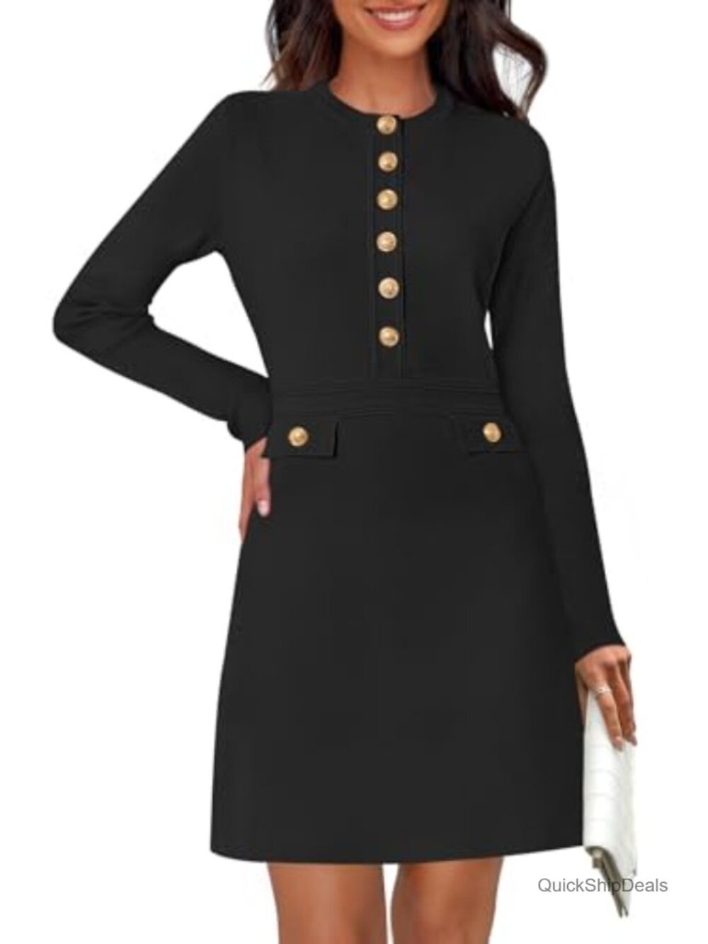 Women's Knit Bodycon Mini Dress Long Sleeve Business Casual